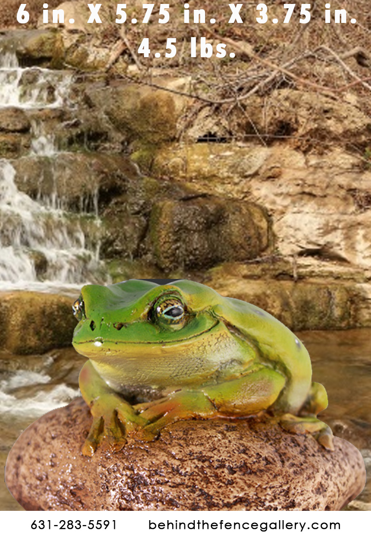 Frog on Rock Statue Green Frog on Rock Statue Green