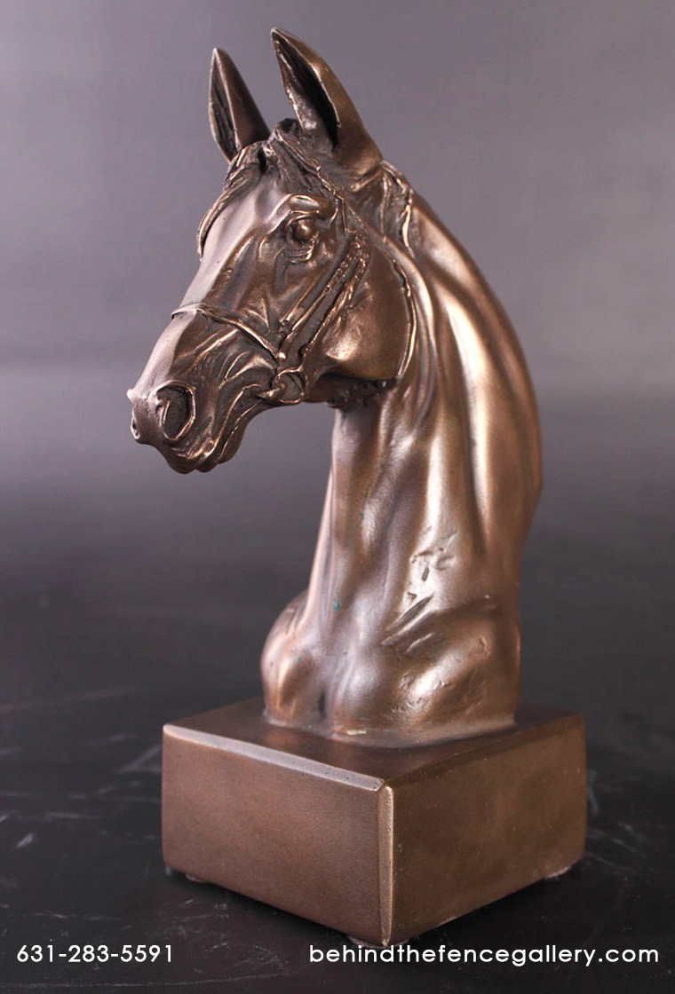 Horse Head bronze finish on base statue Horse Head bronze finish on base statue